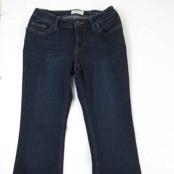 Crafted by Lee Mid Rise Boot Jeans Women's Blue Stretch Dark Wash No Size Tag - Picture 2 of 9